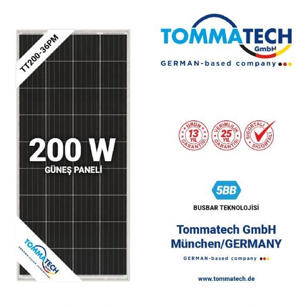 Tommatech 200 Watt Perc Monokristal Güneş Paneli  | TT200-36PM | orbus 150w panel,orbus 150 w mono panel,orbus 150w panel | Tommatech | Monokristal Güneş Paneli | 